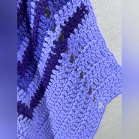 Handmade Crochet Chevron Vest Purple Striped Sleeveless Boho Layering Piece – OS - Picture 7 of 10